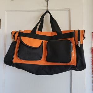 Orange and Black Canvas Duffel Bag